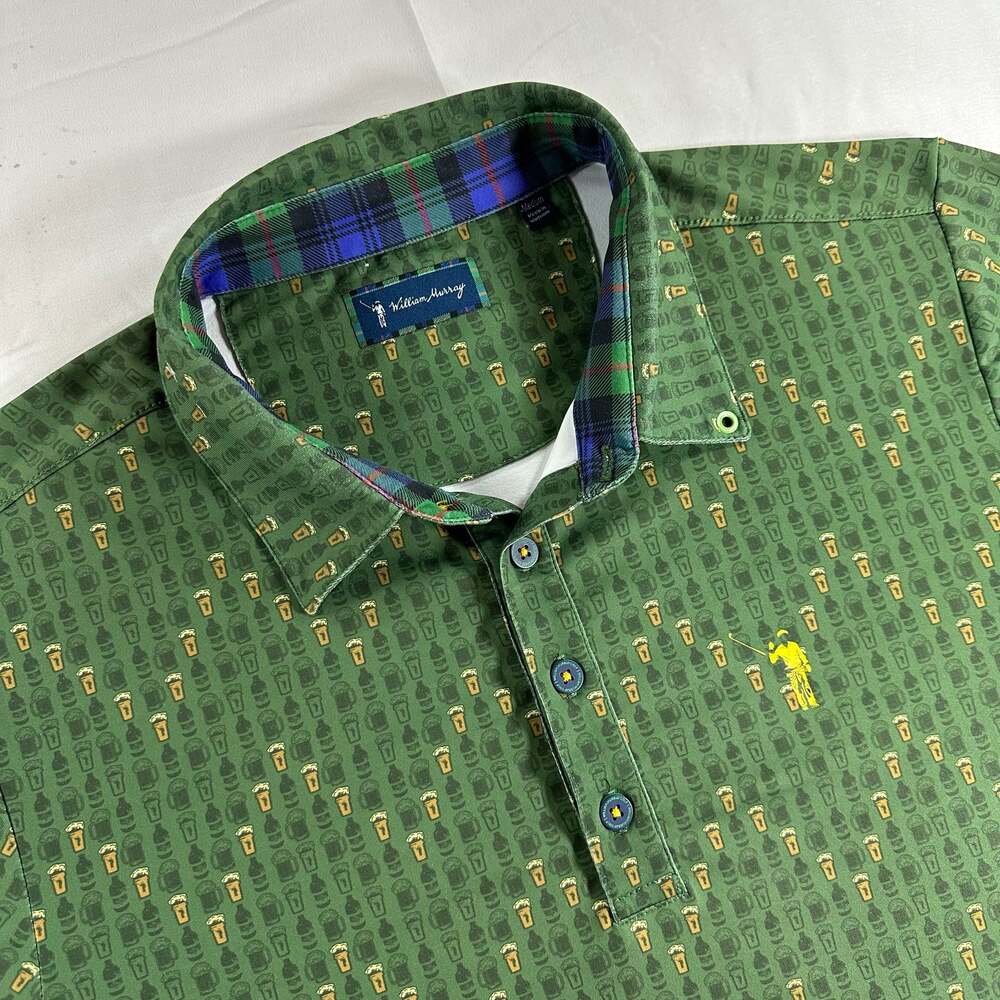 William Murray Beer Mug Print Performance Golf Polo Shirt  Geometric